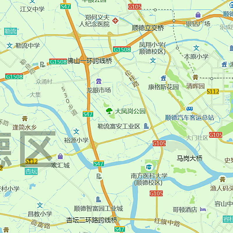 佛山市地图1.1m贴图广东省行政信息交通路线颜色划分高清防水新款 - 图1