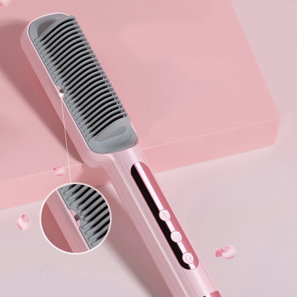 Profissional Hair Straightener Brush Electric Hot Comb Anti- - 图0