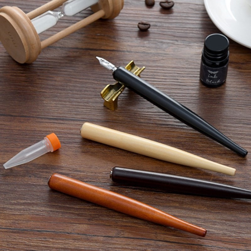 1 Set Retro Calligraphy Fountain Dip Pen with 5 Nibs Ink Kit - 图2