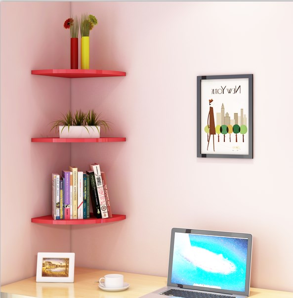 The corner shelf triangle bookcase bedroom adornment punched - 图0