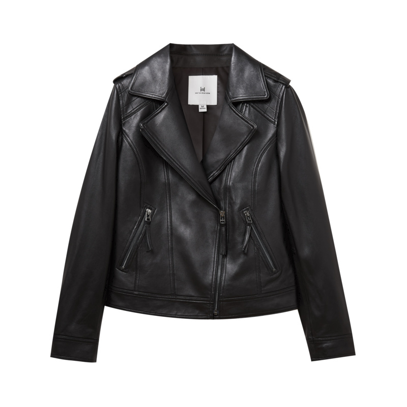 水云间黑色翻领早秋短款秋季皮夹克 水云间短外套