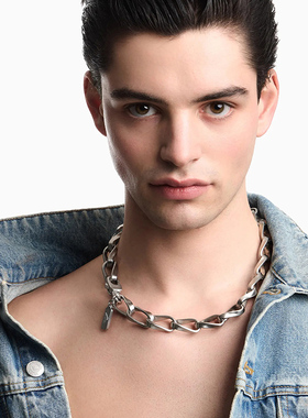 新品阿玛尼男士项链欧美时尚潮流高级感古巴项链潮牌饰品送男友