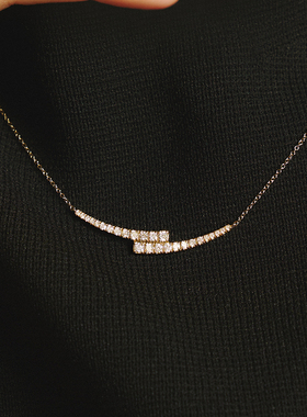 14K金培育白色钻石项链