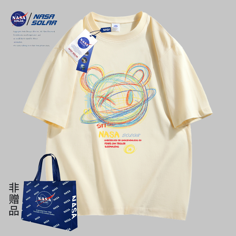 NASA SOLAR联名2024夏季新款印花男女同款短袖T恤