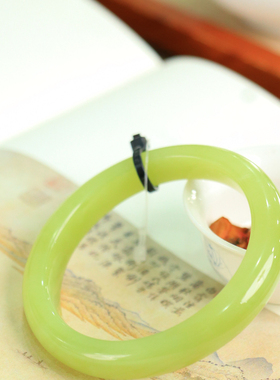 天然新疆和田玉若羌黄口料57.5圈口手镯大气典雅古风男女手饰收藏