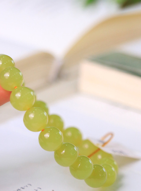 天然新疆和田玉若羌黄口料10mm手串手链古风男女手饰收藏高档礼品