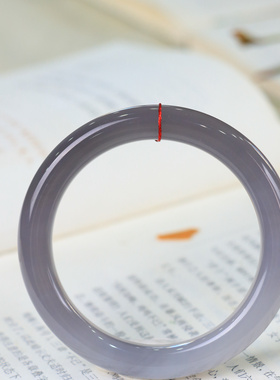 天然新疆和田玉山料烟紫55.8圈口手镯大气典雅古风男女手饰收藏