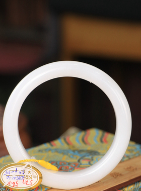 天然新疆和田玉羊脂级白玉57圈口手镯大气典雅古风男女手饰收藏