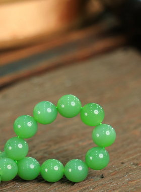 天然新疆和田玉俄罗斯老坑碧玉10mm手串手链古风男女手饰收藏礼品