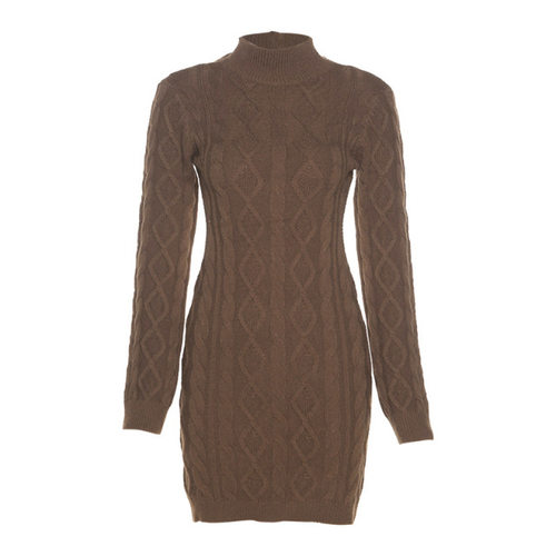 Long-sleeve round neck bag hip knitted dress内搭长袖圆领短裙 - 图3