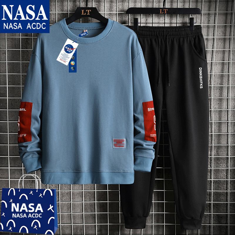 NASA联名男士卫衣套装2022新款休闲搭配帅气潮牌高级感秋季两件套