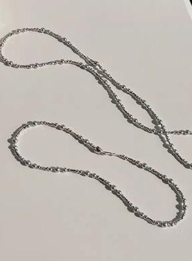 波光粼粼真多麻色清冷银灰色珍珠切花项链锁骨链轻奢毛衣链女