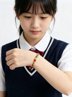 端午节五彩手绳男女儿童宝宝成人手链可调节手工编织亲肤五月节绳