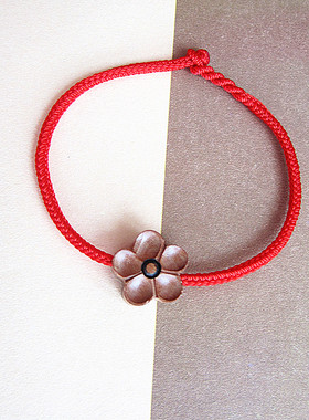 桃木桃花手链红绳手链细款