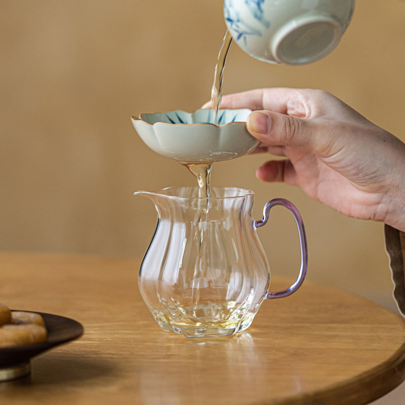 画续瓜棱玻璃公道杯陶瓷手绘茶漏套装家用分茶器套装茶室茶道过滤,淘宝优惠券,粉丝福利购,淘宝优惠卷
