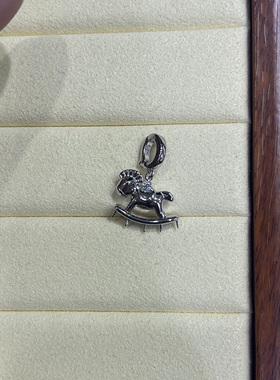 小木马吊坠珍珠配件s925纯银