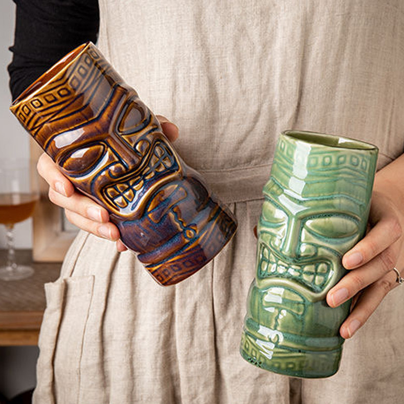 【酒吧Tiki提基杯】鸡尾酒个性酒杯夏威夷创意陶瓷收纳筒花瓶微瑕,淘宝优惠券,粉丝福利购,淘宝优惠卷