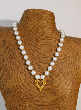 速卖通跨境新款珍珠项链女夏季高级感淡水高档货钛钢项饰义乌配饰