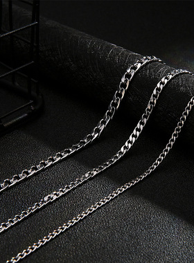 欧美钛钢不掉色项链NK古巴链男士嘻哈粗扁款链条潮酷夸张链子跨境