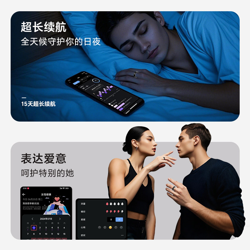 Smart ring blood sugar sleep assessment blood oxygen pressure
