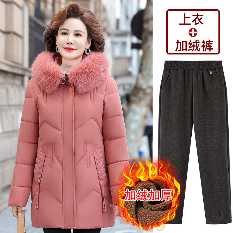 妈妈冬装外套中老年女士中长款棉衣洋气羽绒棉服奶奶棉袄加绒加厚,淘宝优惠券,粉丝福利购,淘宝优惠卷