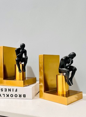 跨境轻奢思考者书靠金属摆件创意实用家居大号装饰书挡工艺品