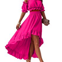 Womens solid color bateau collar sexy waist-baing puff