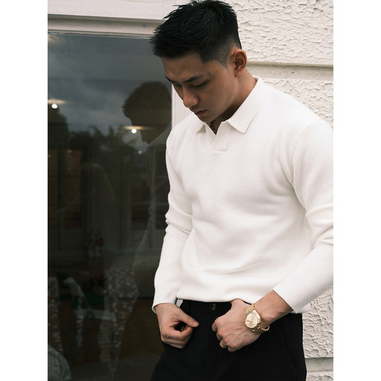 GTAL American casual seagull collar old money style sweater