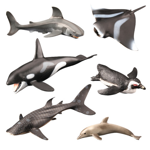 童德海洋动物模型玩具仿真生物摆件儿童益智鲨鱼鲸鱼海豚企鹅海龟 - 图3