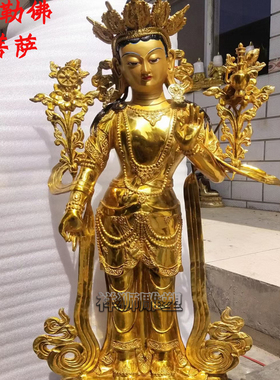 祥狮雕塑黄铜鎏金八大菩萨佛像