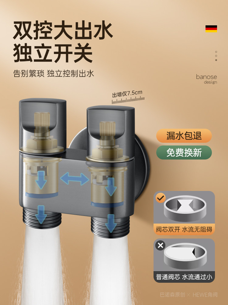扫地机器人上水角阀专用洗衣机进水三通水龙头一进二出下水管接头,淘宝优惠券,粉丝福利购,淘宝优惠卷