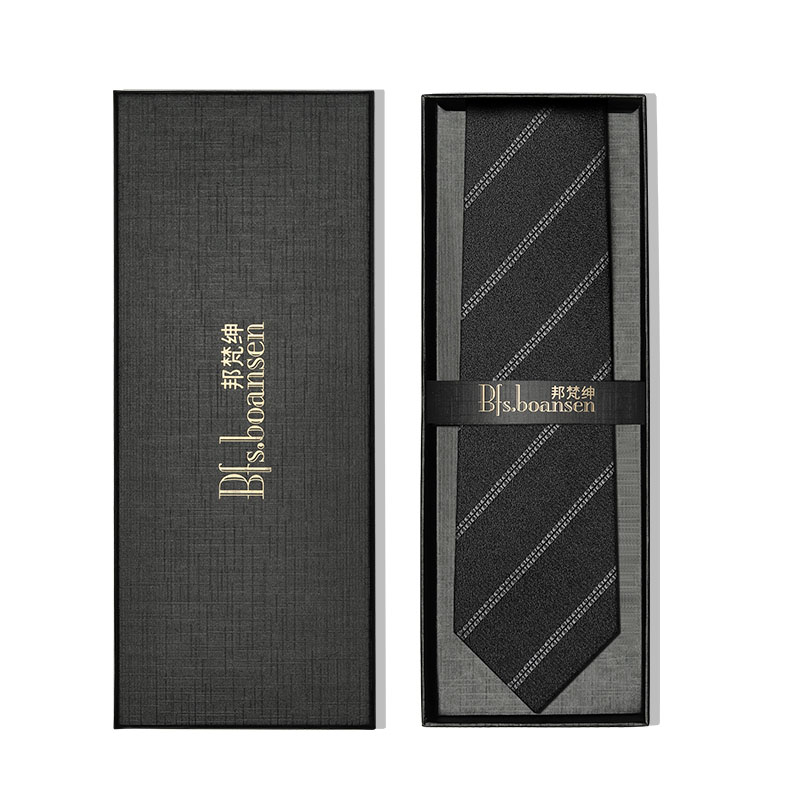 黑色条纹领带8cm休闲西装衬衫高档正装商务手打男士高级感 - 图3
