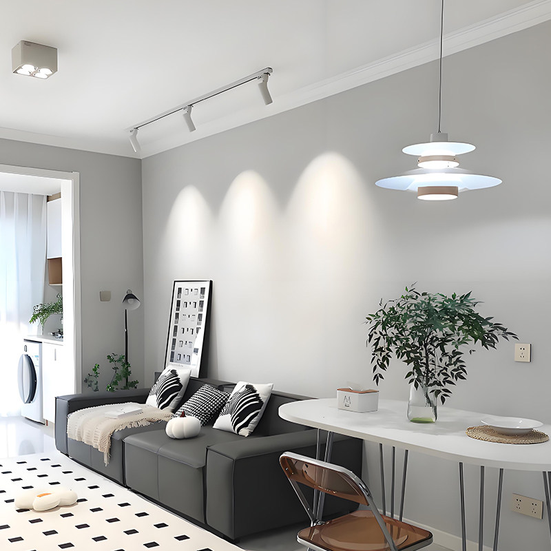 明装led轨道射灯免吊顶白色奶油风家用客厅沙发背景墙氛围小山丘,淘宝优惠券,粉丝福利购,淘宝优惠卷
