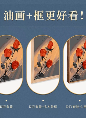 手绘diy数字油画小画王丙烯