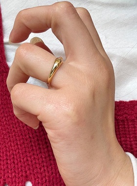 925纯银不规则光面戒指女简约小众设计时尚百搭个性开口指环0066T