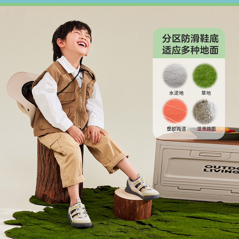 稳健医疗wkid儿童凉鞋2024新款夏季软底防滑网面男女宝宝学步凉鞋