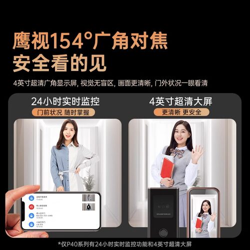 海尔全自动智能门锁人脸识别家用指纹锁电子锁猫眼监控密码锁官方 - 图2