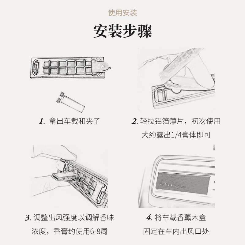 【520礼物】Rituals怡式琥珀麝香武士车载香薰香氛出风口摆件 - 图2