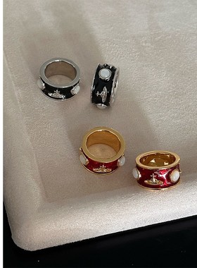 土星戒指小众镶钻国王银色指环