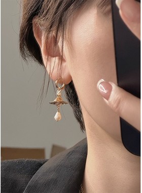 925银巴洛克珍珠orb土星水滴项链