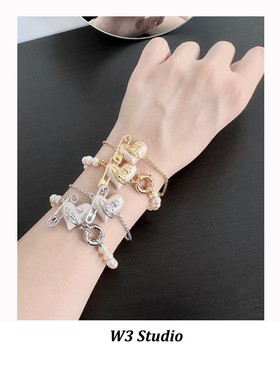 W3Studio超饱满重工爱心土星别针珍珠项链桃心手链轻奢时髦耳钉