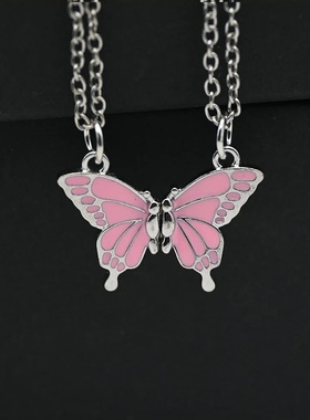 新款姐妹项链二人磁铁蝴蝶项