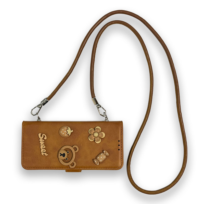 原创小众磁吸翻盖大地色小熊手提斜挎皮绳适用华为mate80pro手机壳全包防摔高级感个性秋冬新款苹果17保护套,淘宝优惠券,粉丝福利购,淘宝优惠卷