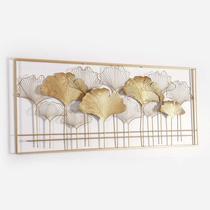 New Chinese Gingko Leaves Wall-mounted Living-room Background Wall Wall Genguan Metal Wall Decoration Iron Art Pendant With Frame Modern Decoration