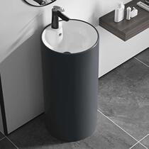 Cylindrical column basin integrated basin floor type washbasin small family type washbasin matt light column basin round connected body