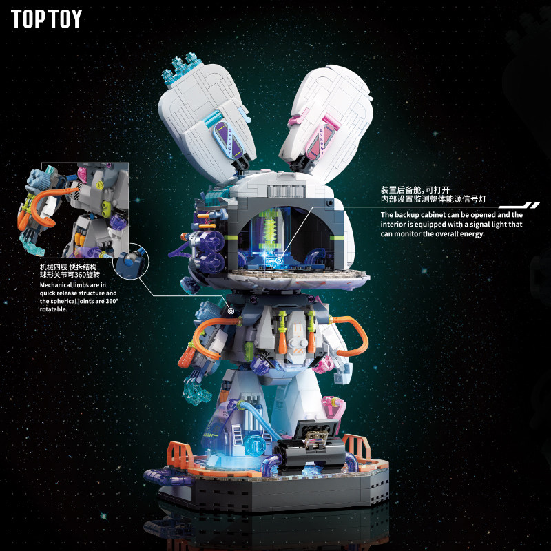 toptoy中国兔破未来半机械兔年积木 TOPTOY潮玩积木建构/拼插积木