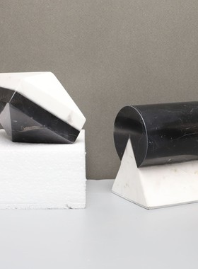 简约抽象几何洞石艺术装饰摆件