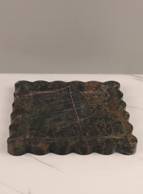 侘寂风天然黄洞石托盘果盘摆件