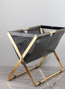 简约金属皮革落地杂志架书报架