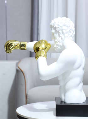 轻奢抽象树脂拳击手人物装饰摆件